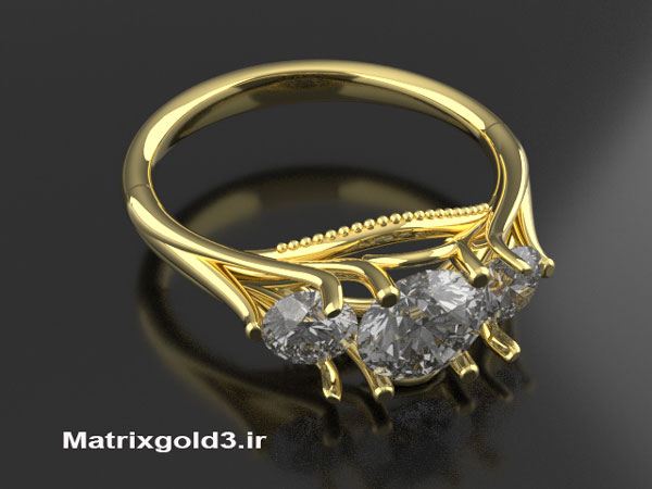 آموزش ماتریکس گلد طراحی انگشتر طرح سه نگین