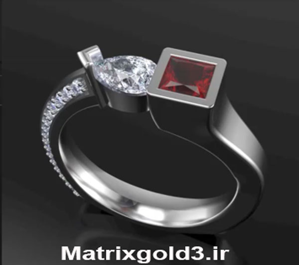 آموزش ماتریکس گلد طراحی انگشتر دو نگین
