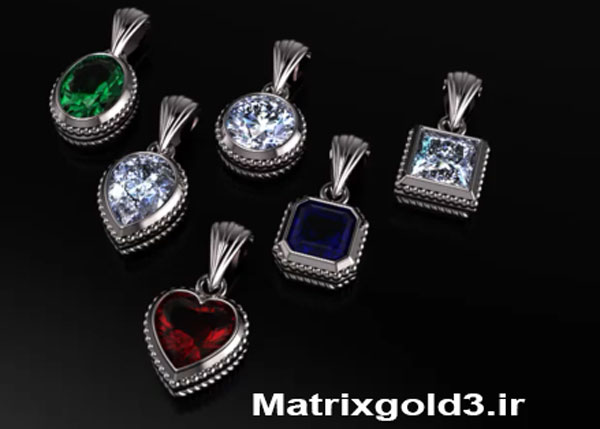 آموزش ماتریکس گلد طراحی مدال گردنبند سبک نگین شکل